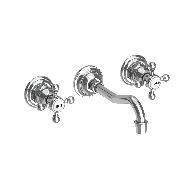 Chesterfield Wall Mount Bathroom Faucet, Polished Chrome