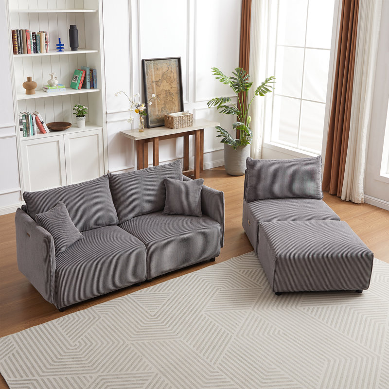 Canapé de 106 po, Tissu gris