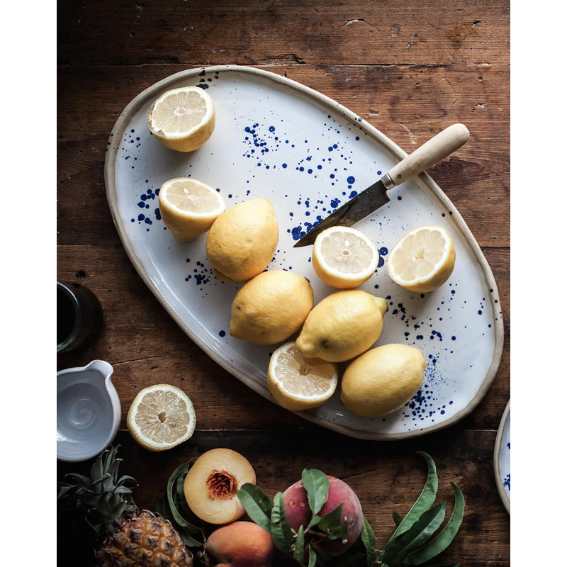Stoneware Platter, Large: 16" X 10"