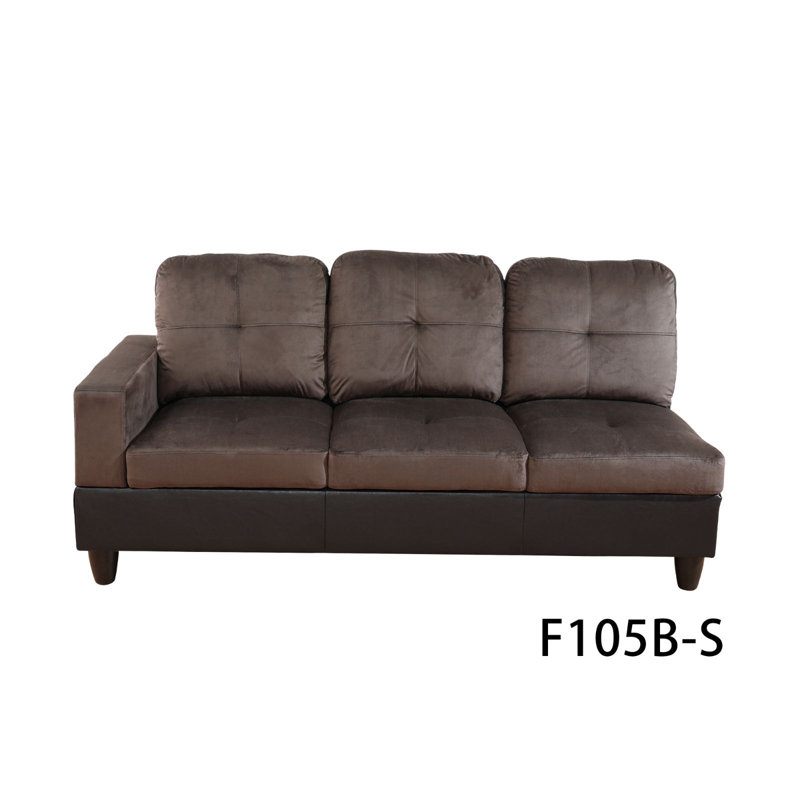 103.5" Wide Microfiber Sofa & Chaise, Right Hand Facing, Espresso Microfiber