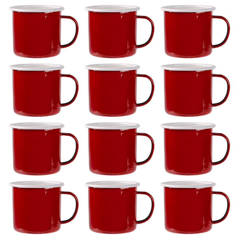 Enamelware Camping Mug, 12, Red