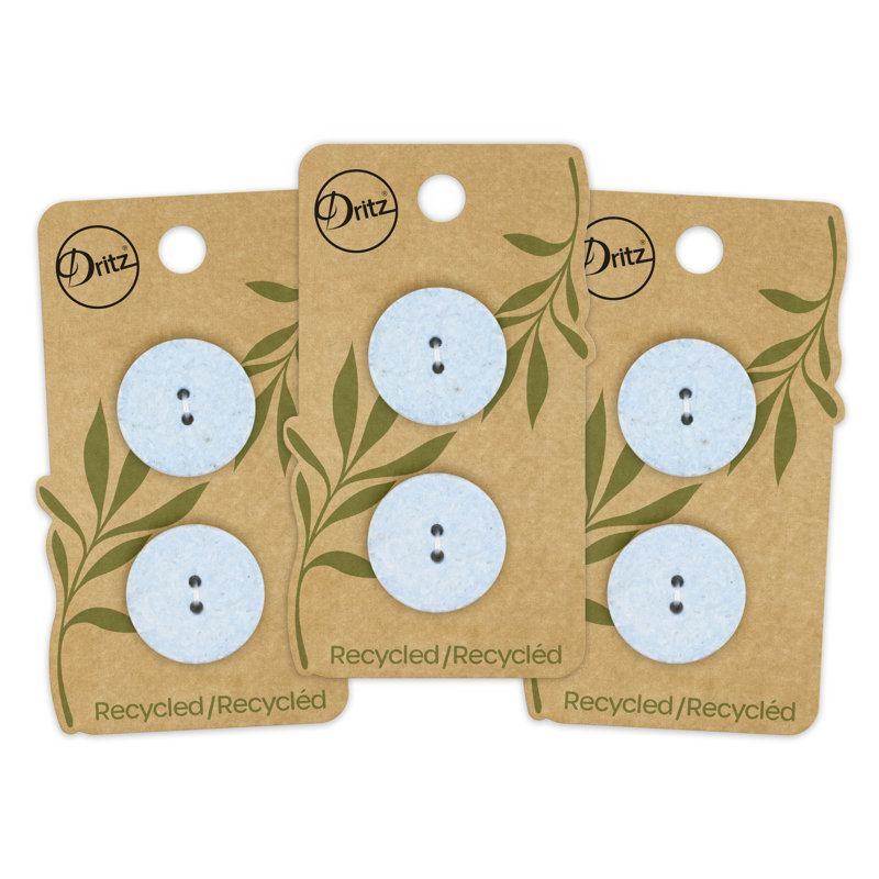 Bouton rond en coton recyclé Dritz, 23 mm, bleu clair, 6 boutons
