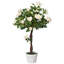 Rosier artificiel décoratif avec fleurs réalistes, blanc