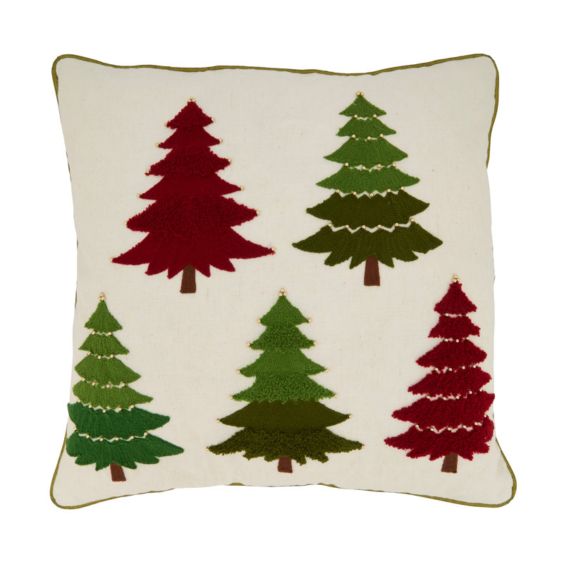 Coussin brodé arbre de Noël, housse seulement, Housse de coussin seulement - sans coussin, H 20 po x l 20 po