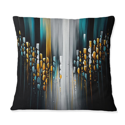 Abstract Geometric Black And Green V - Abstract Geometric Printed Throw Pillow