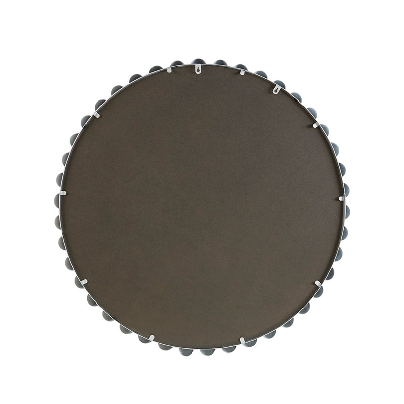 Beaded Round Wall Mirror, White, 36" x 36"