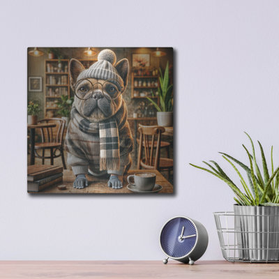 'Hipster Dog - French Bulldog' by Rey Klimt Metal Wall Art