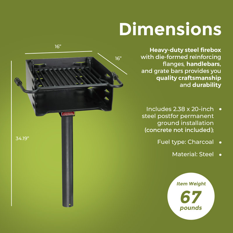 Pilot Rock 16'' W Portable Charcoal Grill, 6