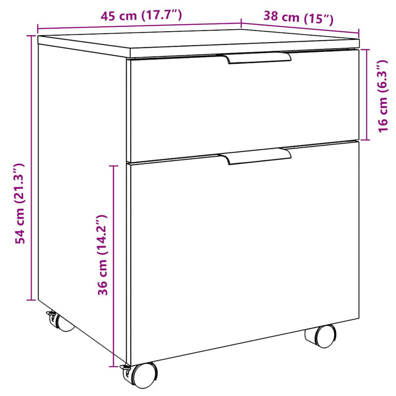 Classeur avec classeur vidaXL, Bois ancien