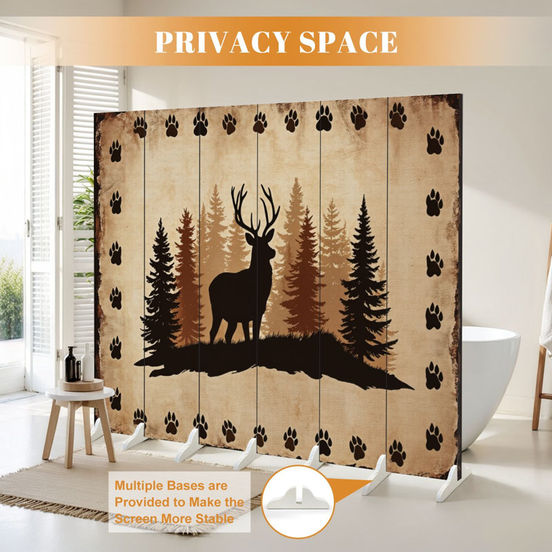 Cloison pliante 6 panneaux pour homme Cave Royal Deer Bear, 6, 71" H x 96" W x 1" D