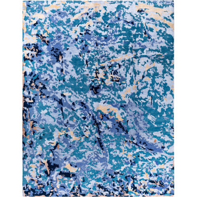 Overdyed One-of-a-Kind Rectangle 9'3" X 11'10" Hand Knotted Area Rug