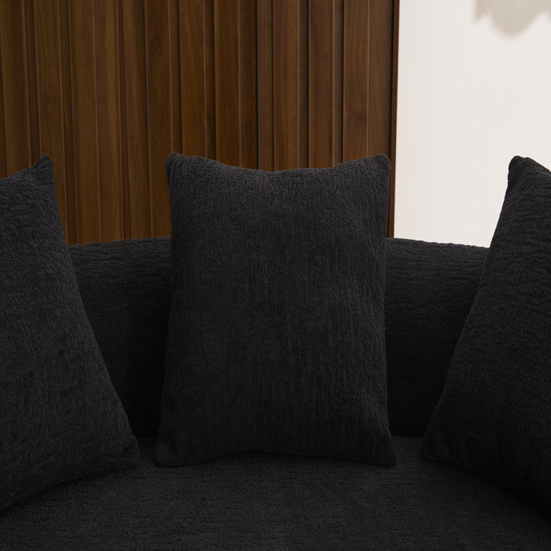 Boneless 65" Chenille Curved Sofa, Black