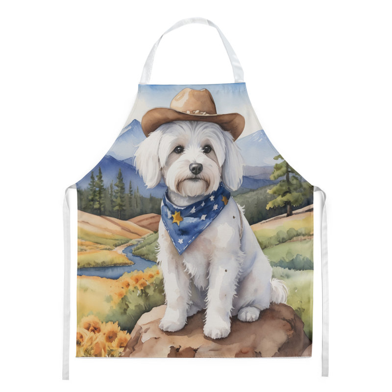 Coton de Tulear, tablier de bienvenue Cowboy