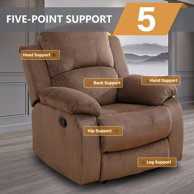 2 PCS Fabric Manual Reclining Sofa Set, Brown