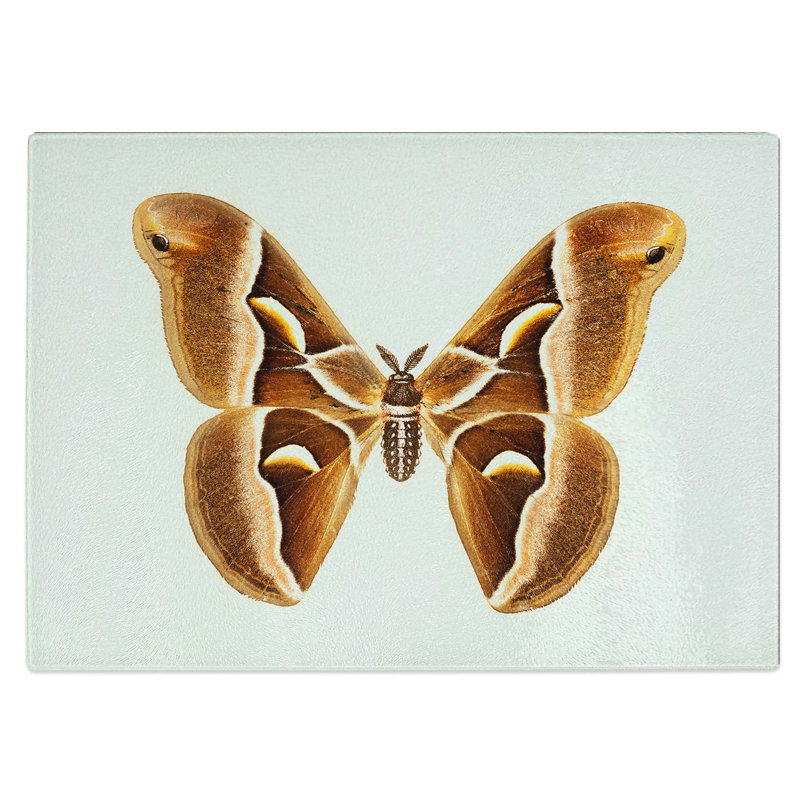 Tempered Glass Ailanthus Silk-Moth Chopping Board, 39 cm W x 28.5 cm L