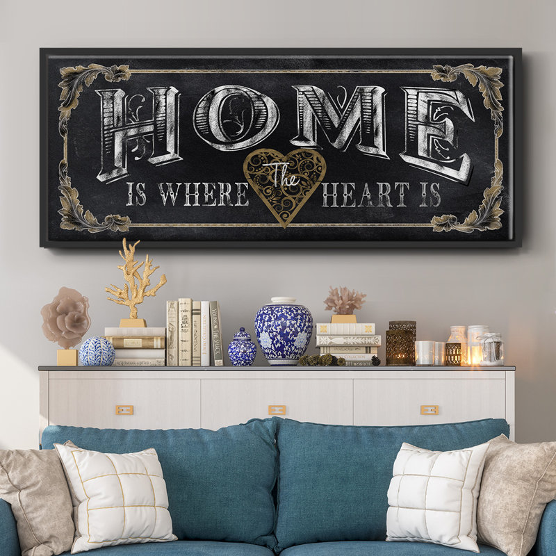 Home- Framed Canvas, 12" H x 30" W