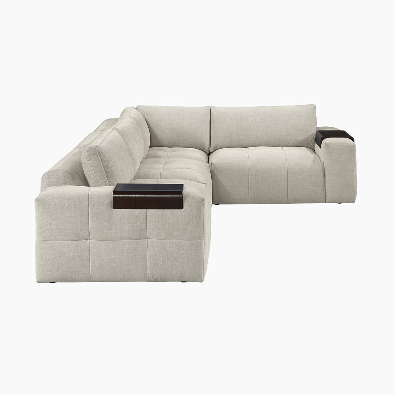 Canapé modulaire 4 pièces Turrella, Tissu texturé taupe