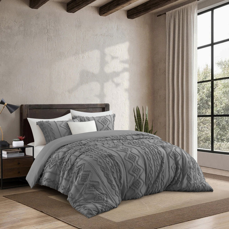Algoma 3 Piece Modern Geometric Comforter Set, Twin Comforter + 2 Standard Shams, Beige