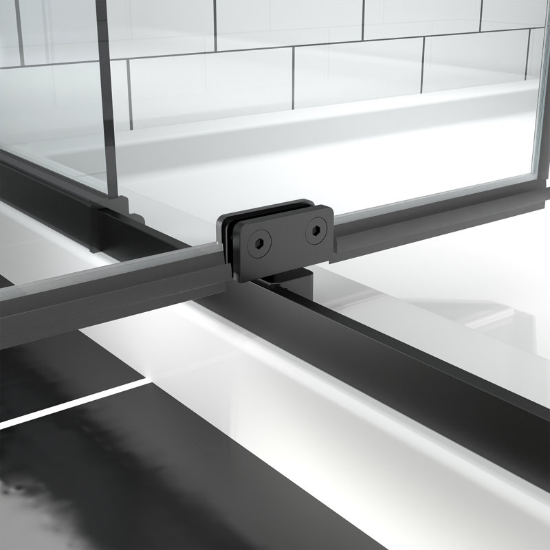 privdr 38"-42" W X 71" H Pivot Swing Framed Shower Door with 1/4" Tempered Clear Glass, Matte Black