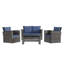 Ensemble de mobilier d'extérieur 4 pièces, canapé modulaire d'extérieur avec table basse et coussins en verre trempé, ensemble de patio en rotin d'osier