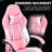 Ergonomic Pink And White Gaming Chair With Massage Lumbar Support And Retractable Footrest - High Back Racing Office Seat