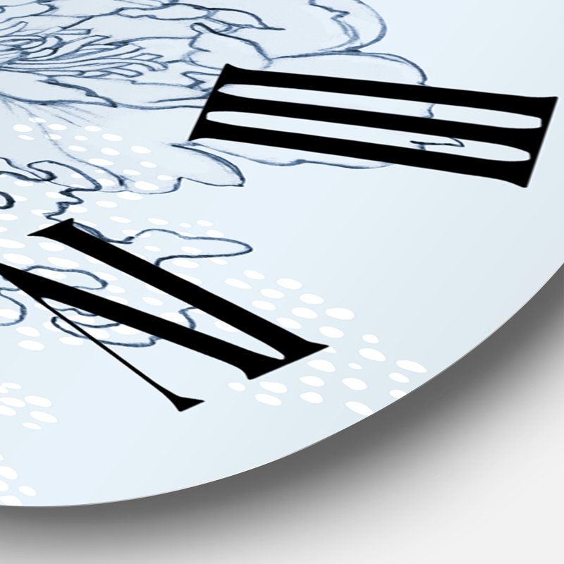 Poisson volant sur pivoines - horloge murale traditionnelle, Grand