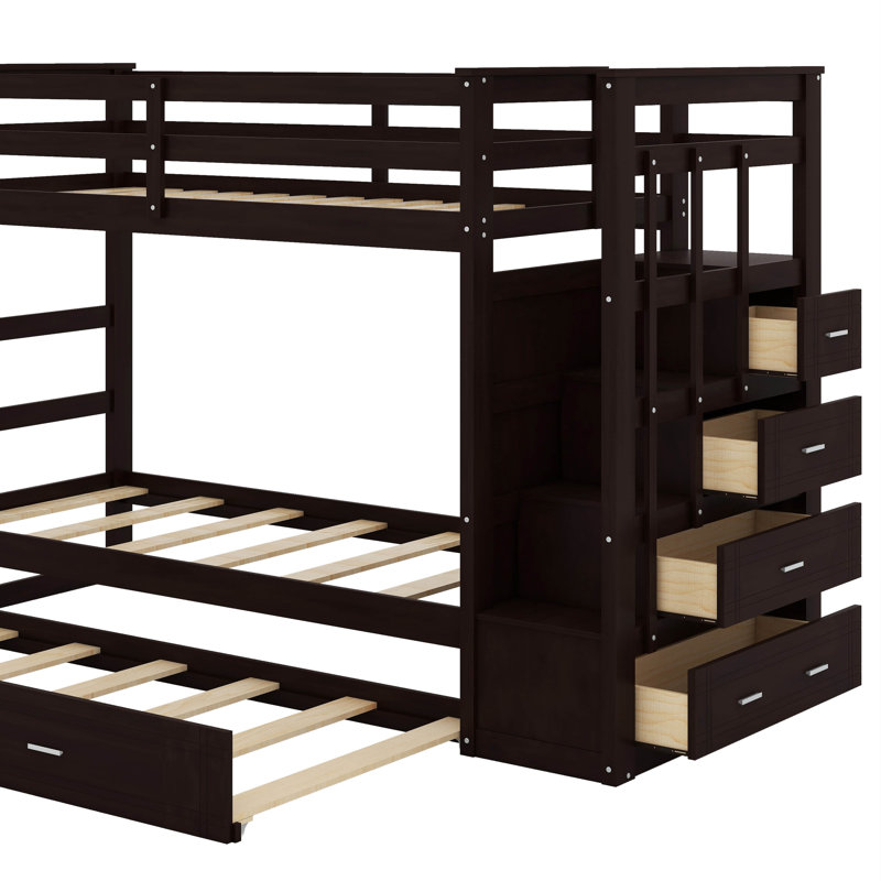 Twin Over Twin Bunk Bed With Trundle, Espresso