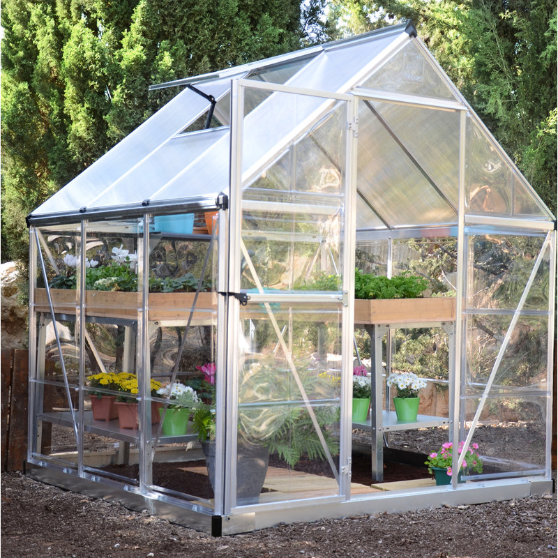 Hybrid 6 Ft W x 6 Ft D Greenhouse, Silver