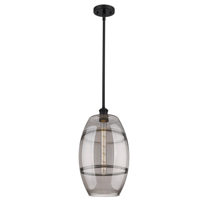 Luminaire suspendu à 1 tige Ballston Bettylou-516-G557, H 18,5 po x l 10 po x P 10 po, Gris fumée clair, Noir mat
