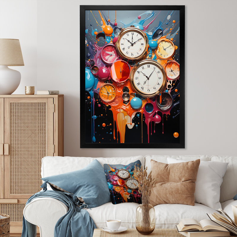 " Abstract Watches Collage I ", 32" H x 24" W x 1" D, Black Single Picture Framed