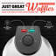 Gourmia Belgian Waffle Maker with Ceramic Plates, Adjustable Browning, Compact Upright Storage, PFAS-Free Nonstick