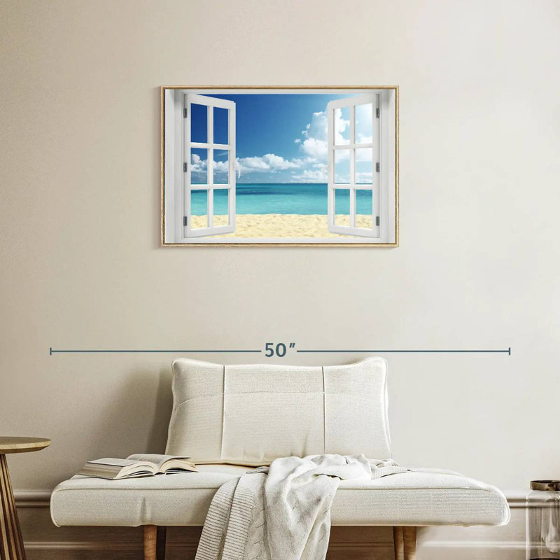 Fenêtre à distance Azemar, Cadre flottant en bois naturel, 31 po x 21 po