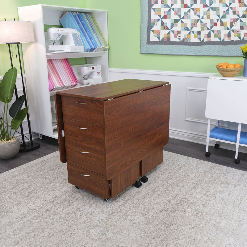 Teak Expandable CraftMaster Cutting Table with Storage