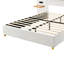 Grand lit plateforme tapissier, deux prises et ports de charge USB des deux côtés, deux coussins de chevet, tablettes de rangement, velours, beige-1719863793