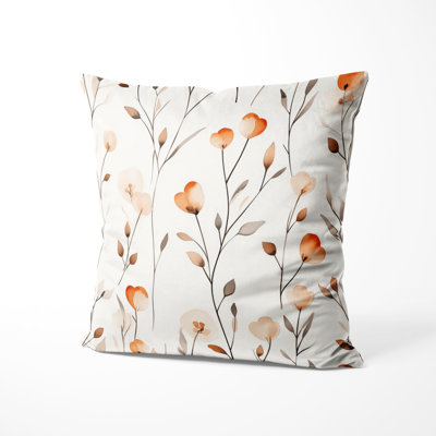 Floral Accent Pillow - Country Farmhouse Peach Stemline Printed Cushion