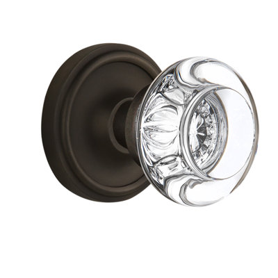 Rosette classique avec poignée de porte ronde en cristal transparent