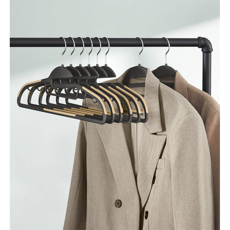 Erhart Non-Slip Standard Hanger for Suit/Coat, Black/Brown