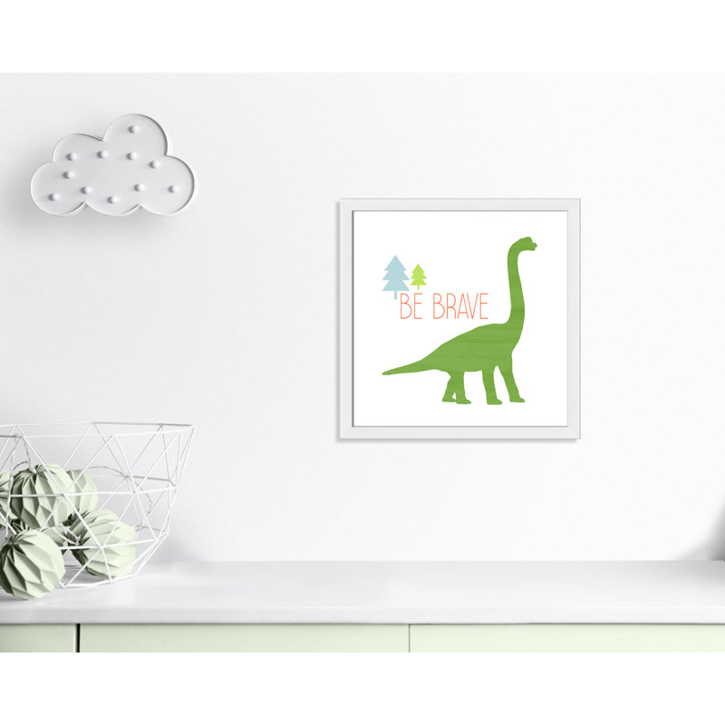Dino Brave 1 ', art encadré, H 22,5 po x l 22,5 po x P 0,6 po, Encadré plat blanc