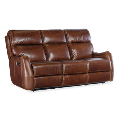 Treanna Zero Gravity Leather Power Sofa with Articulating Headrest, Brown