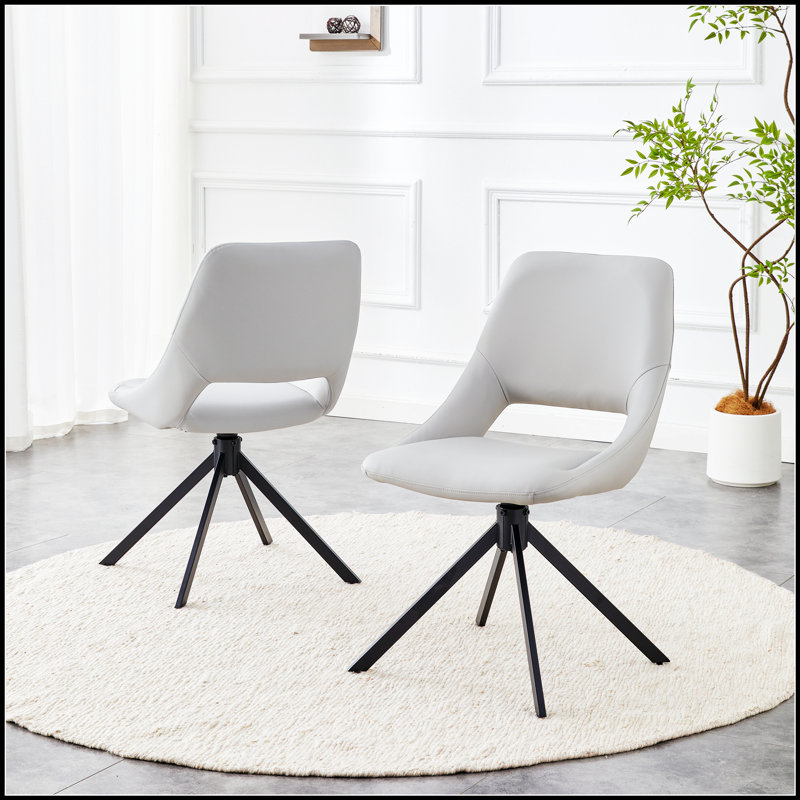 Ensemble de 2 chaises de salle à manger confortables et pivotantes avec dossier haut et cuir résistant aux égratignures, structure en métal