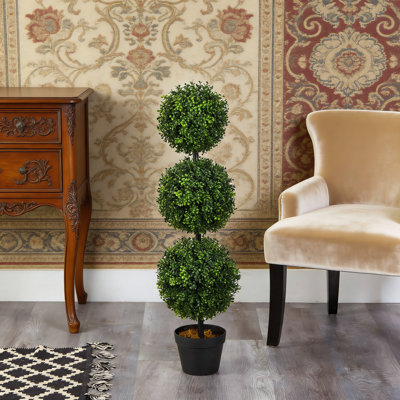 36In Artificial Triple Ball Boxwood Topiary Tree
