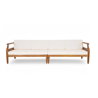Canapé modulaire d'extérieur en bois d'acacia avec coussins Trishul