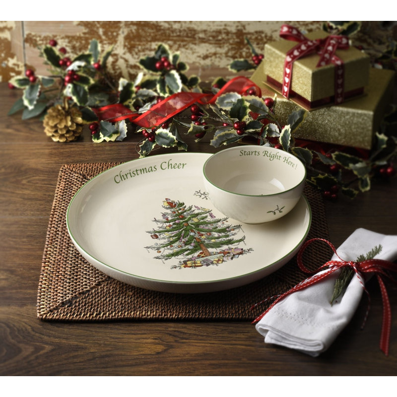 Spode Christmas Tree Chip and Dip Platter