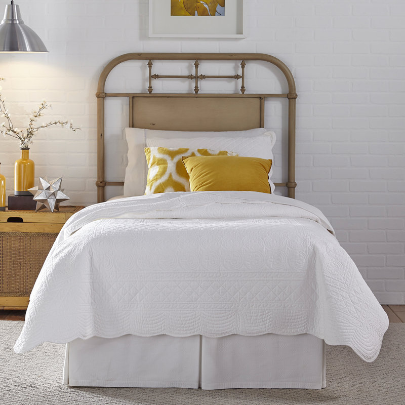  Edmund Open-Frame Twin Metal Headboard w/ Center Panel, Twin, Navy