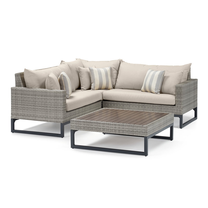 Sameko Outdoor 4 - Piece Conversation Set, Gray, Cast Coral Sunbrella® Plainweave