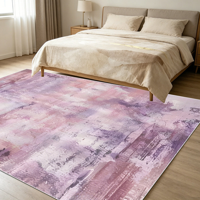 1PC Vintage Watercolor Distressed Blush Purple Abstract area rugs for Living Room, Soft and Comfortable, Suitable for all seasons, easy-to-maintain, machine washable Indoor floor mat, Under Table Farmhouse suitable for dining room, bedroom, entryway,