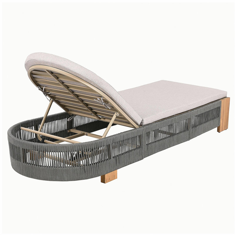 Ensemble de 2 chaises longues d'extérieur réglables en bois d'acacia pour la cour arrière - corde grise et fer naturel