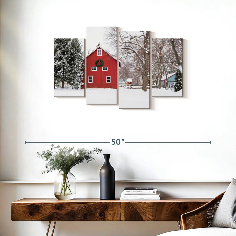 Winter Farmhouse, H 22 po x l 36 po