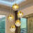 Copper 5-light Clear Glass Dimmable Pendant Light Adjustable Height