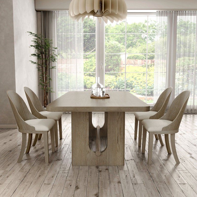 Doloros Dining Table Set, White Oak, 5 Pieces: Table, 4 Chairs